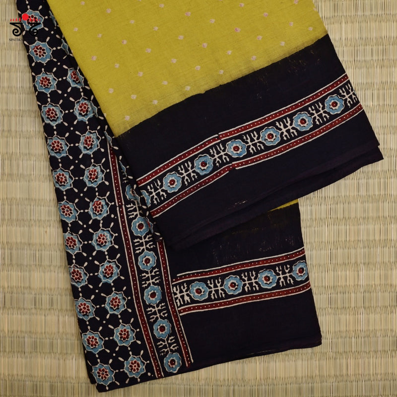 Ajrak Bandhani on Mulmul Cotton Saree