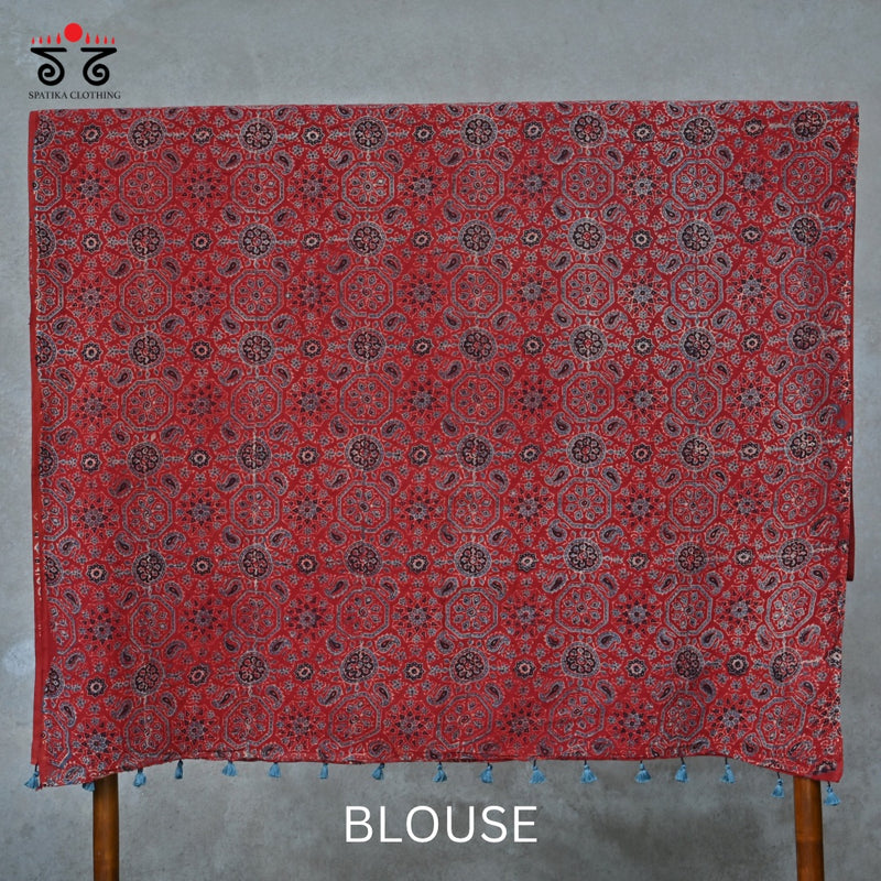 Ajrak Bandhani on Mulmul Cotton Saree