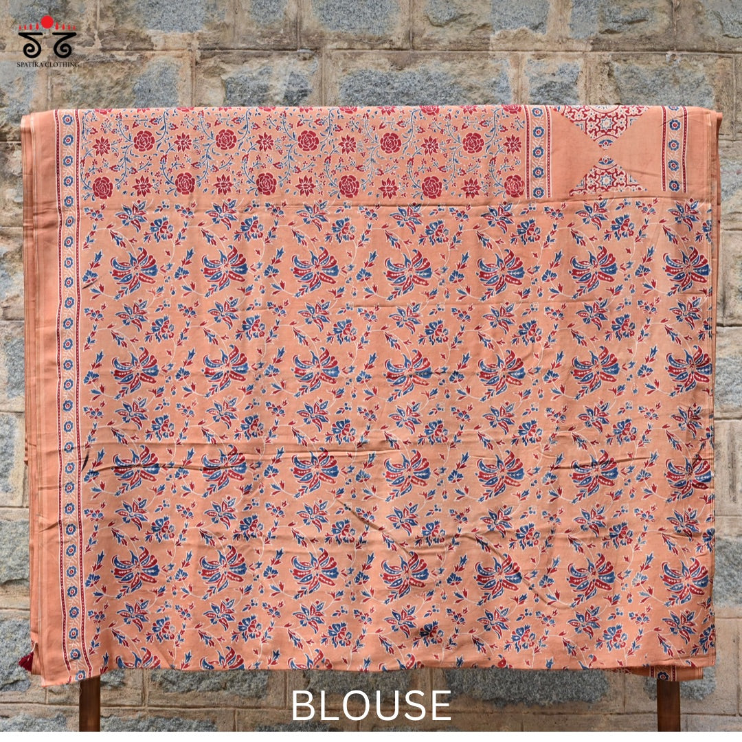 Ajrak on Modal Silk Cotton Saree