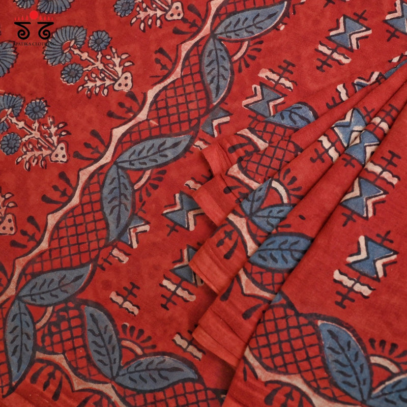 Ajrak on Mulmul Cotton Saree