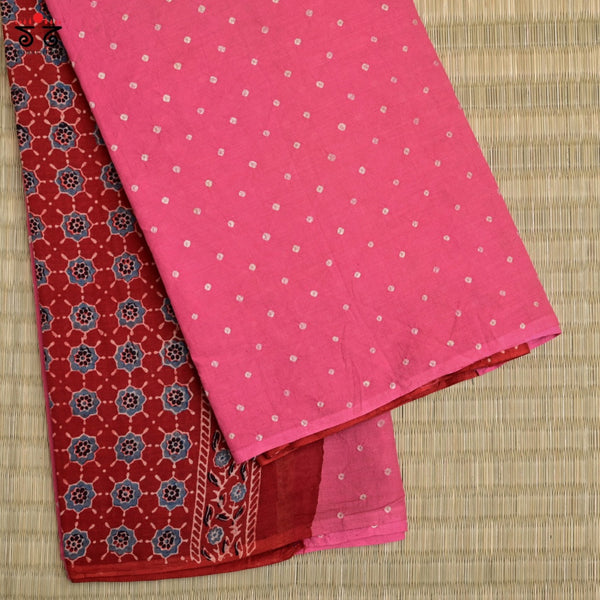 Ajrak Bandhani on Mulmul Cotton Saree