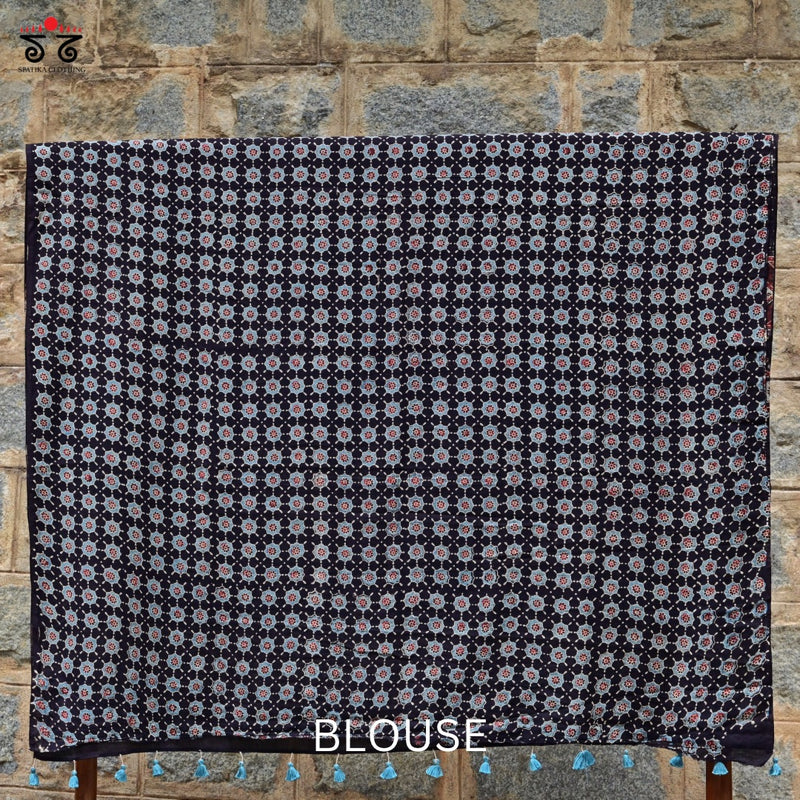 Ajrak Bandhani on Mulmul Cotton Saree