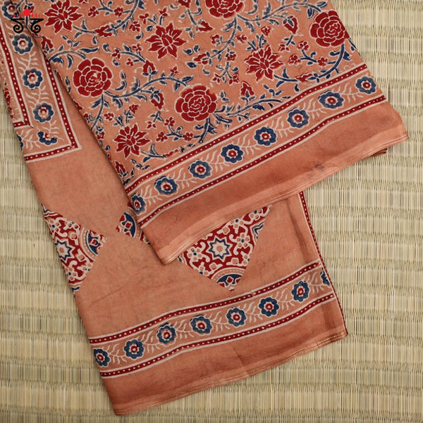 Ajrak on Modal Silk Cotton Saree