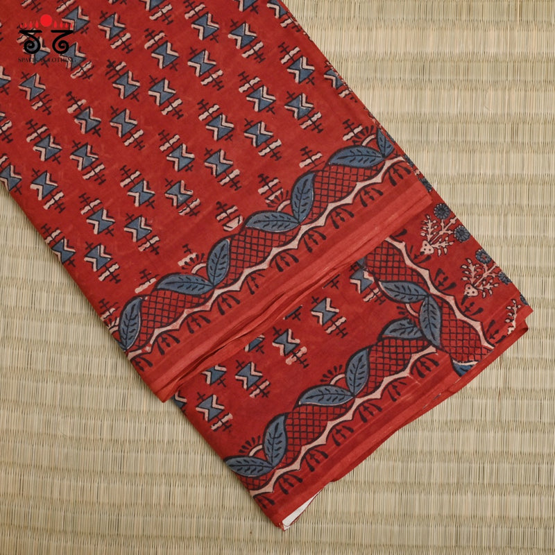 Ajrak on Mulmul Cotton Saree