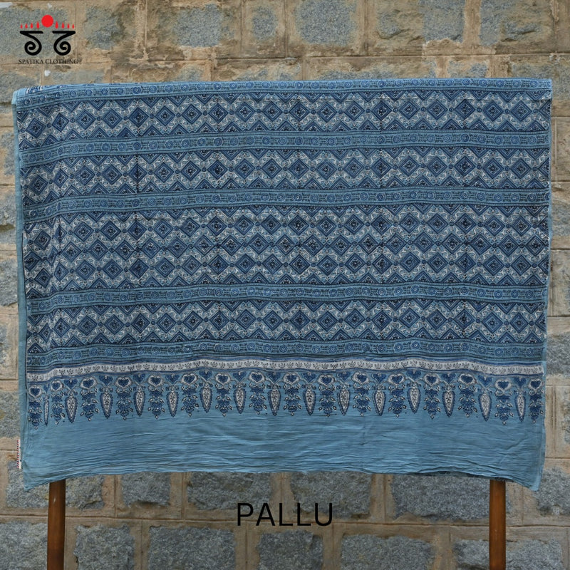 Ajrak on Mulmul Cotton Saree