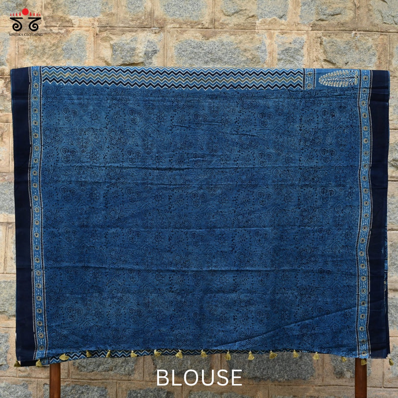 Ajrak on Mulmul Cotton Saree