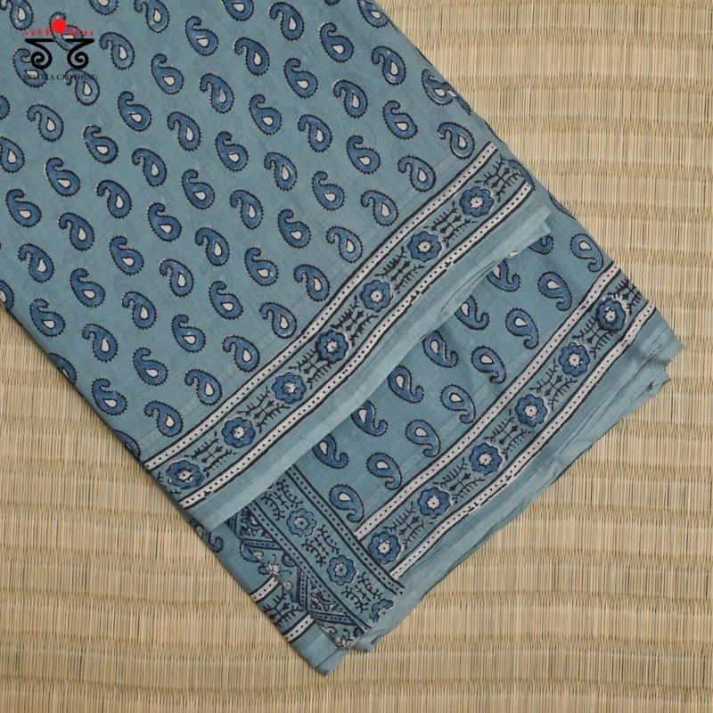 Ajrak on Mulmul Cotton Saree