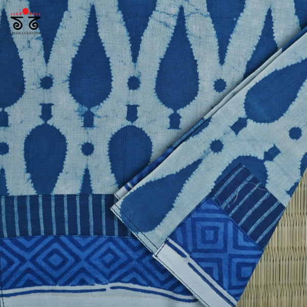 Indigo Ajrak Hand - Block Printed Blouse Fabric