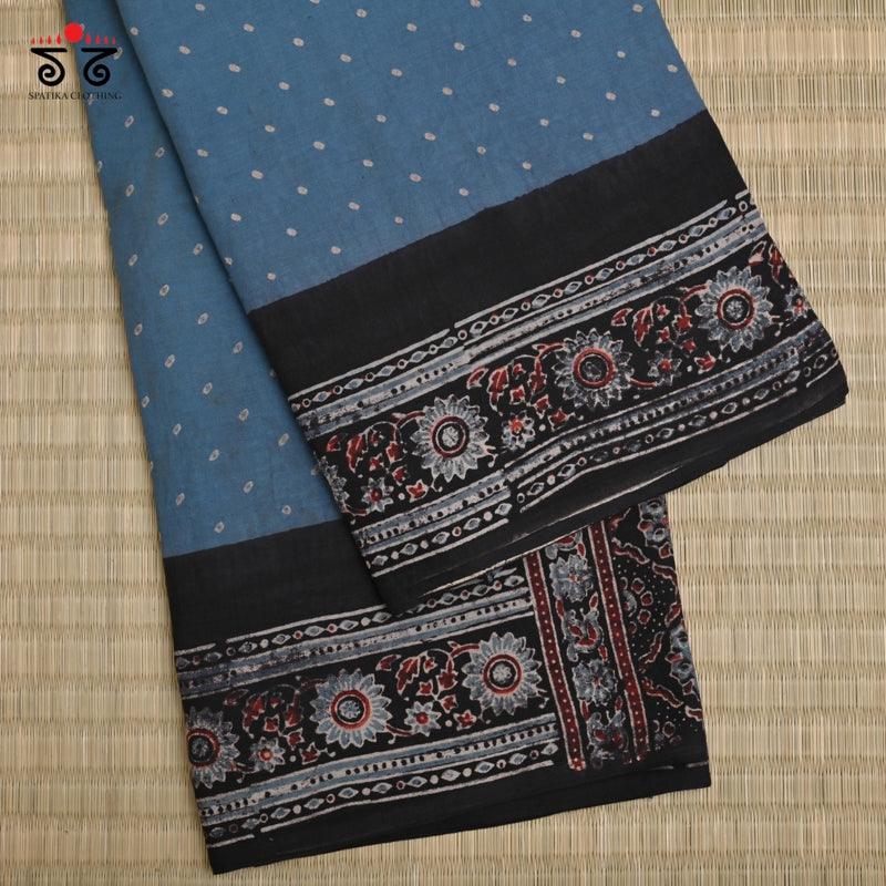 Ajrak Bandhani on Mulmul Cotton Saree