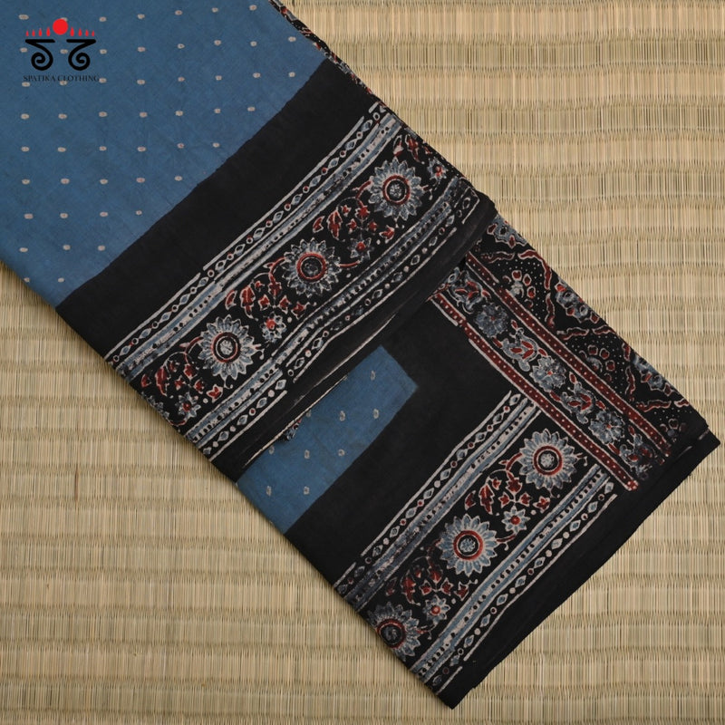 Ajrak Bandhani on Mulmul Cotton Saree