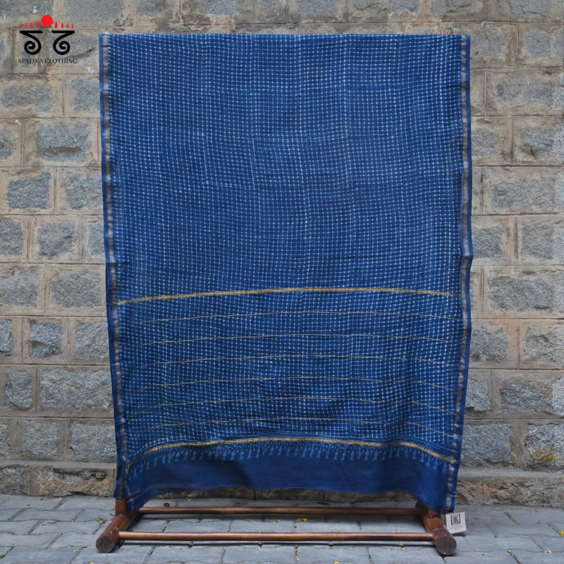 Hand block Print on Chanderi Silk Cotton Saree