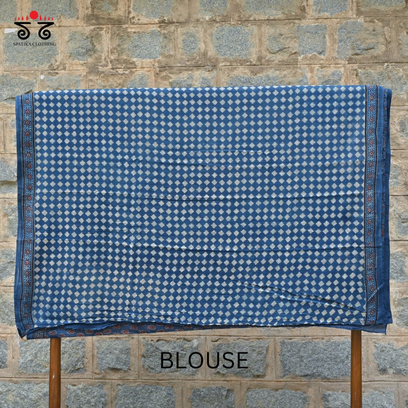 Ajrak on Mulmul Cotton Saree