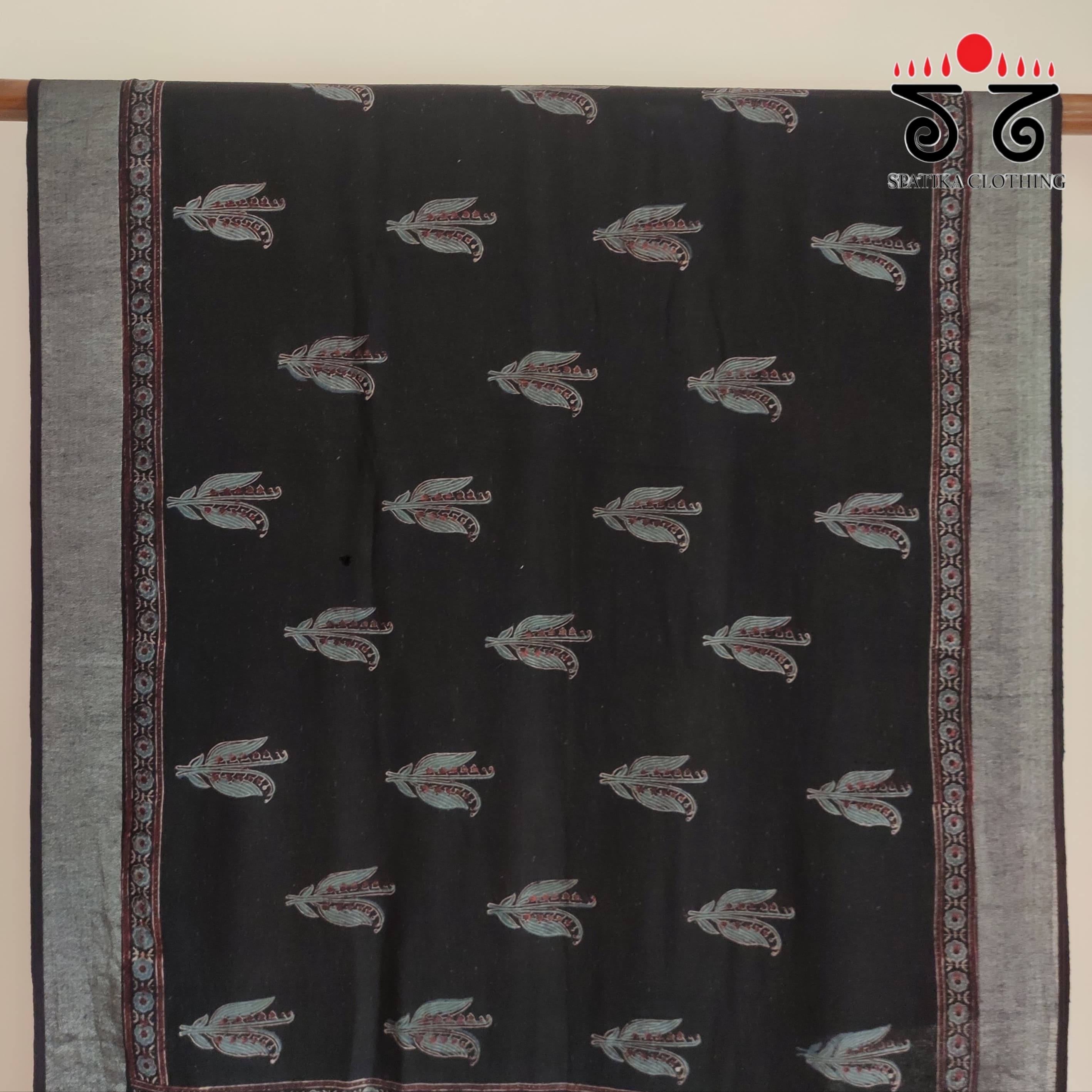 Ajrak Handblock Print On Linen Saree