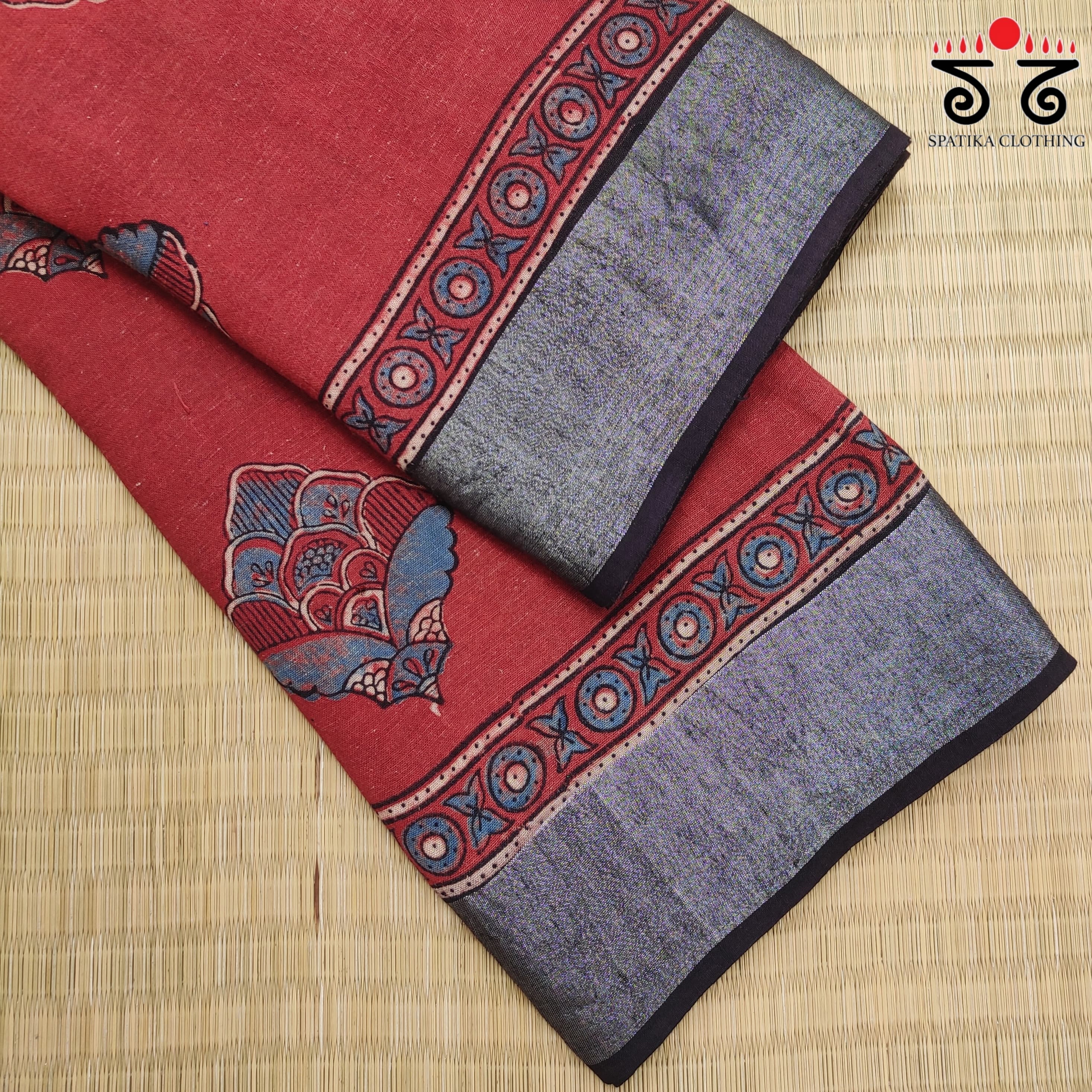 Ajrak Handblock Printed Linen Saree