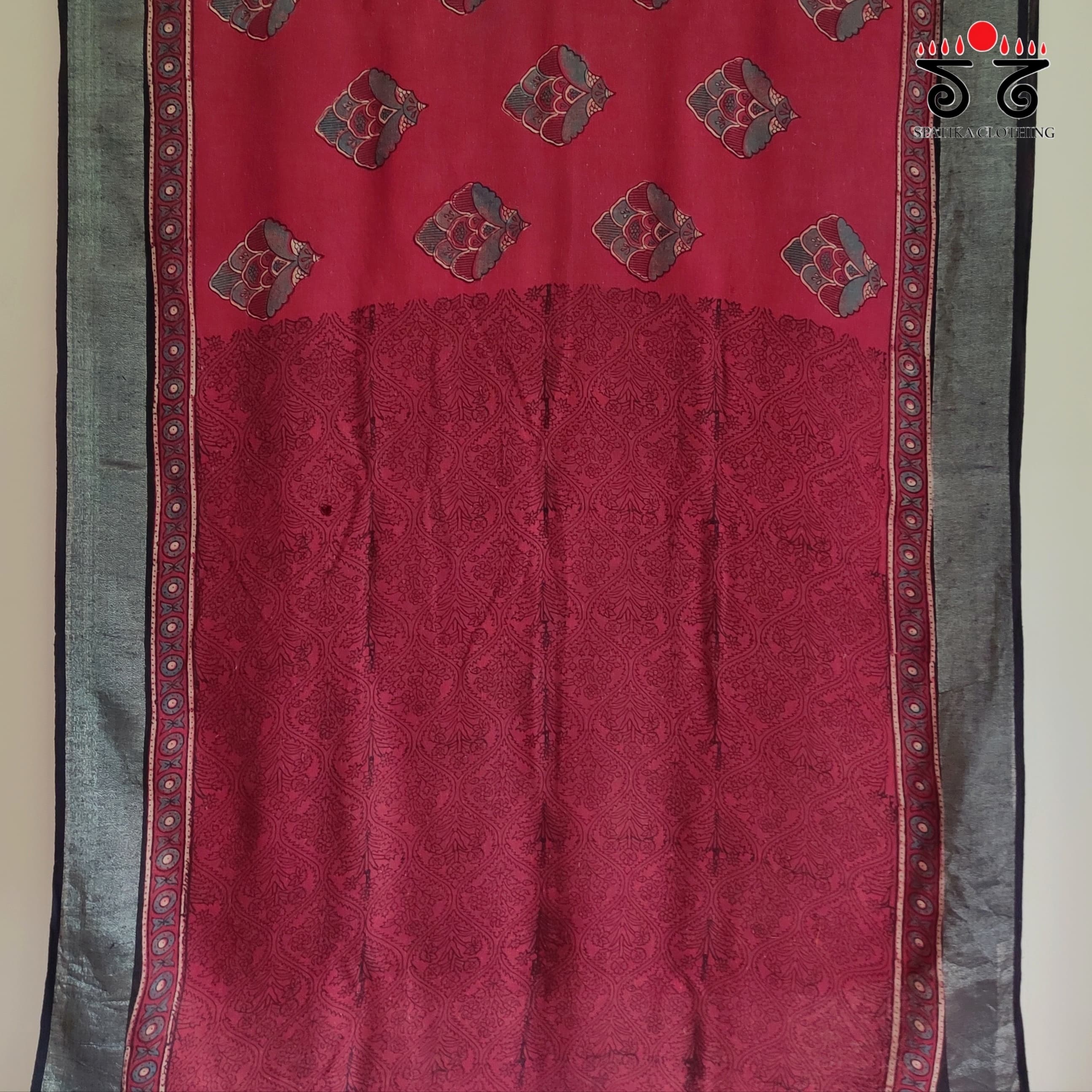 Ajrak Handblock Printed Linen Saree