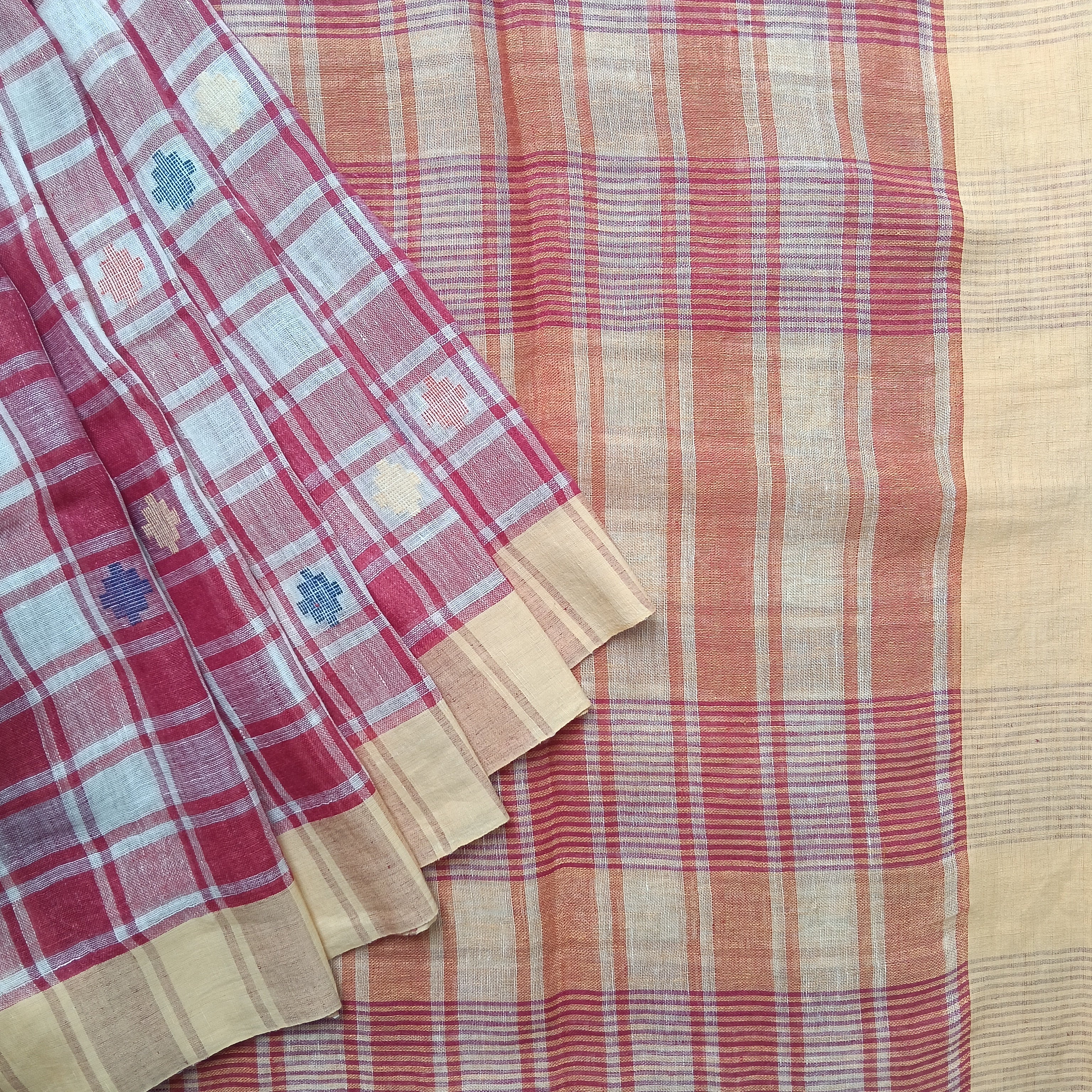 Jamdhani on Linen Cotton Saree