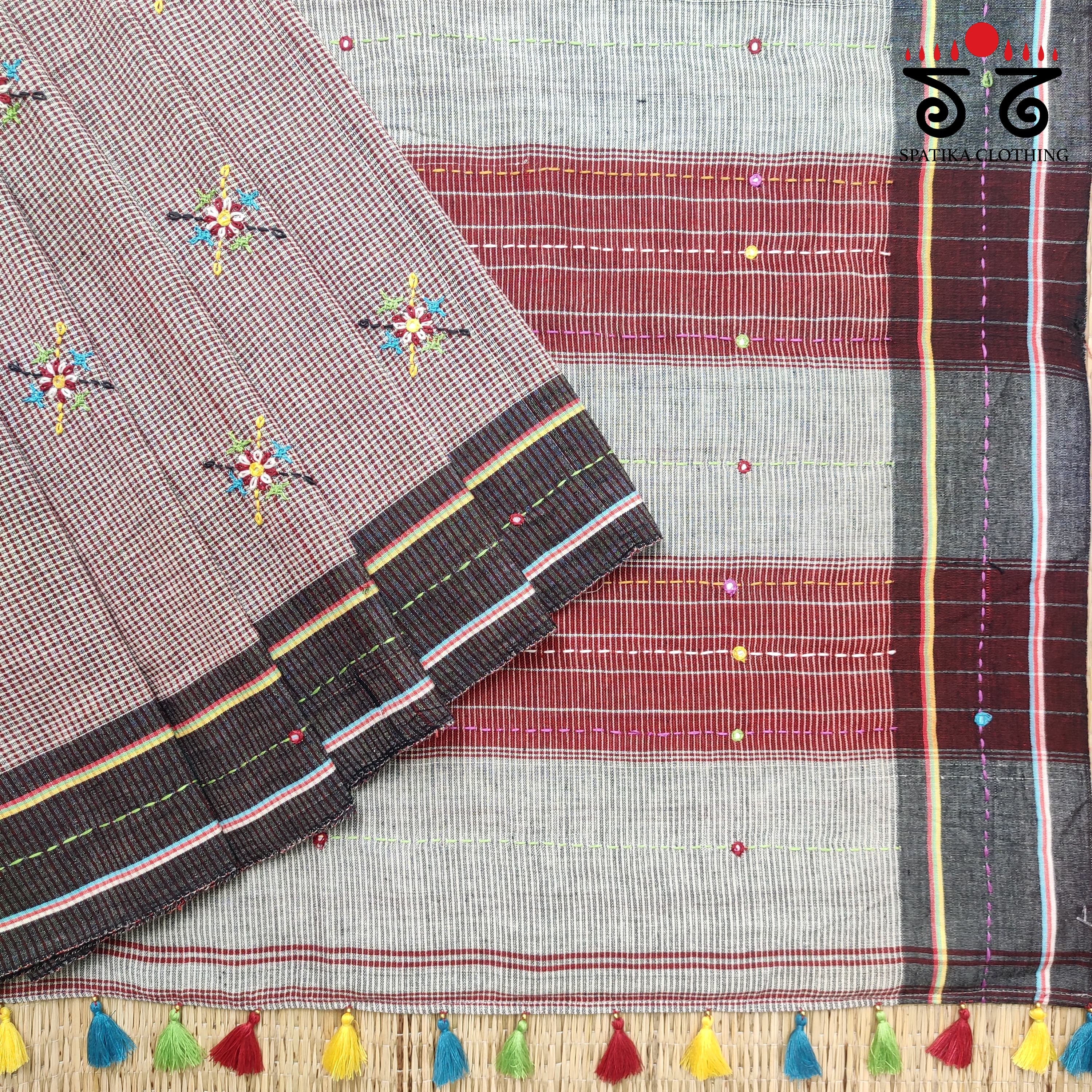 Hand Embroidered Revival Cotton Saree
