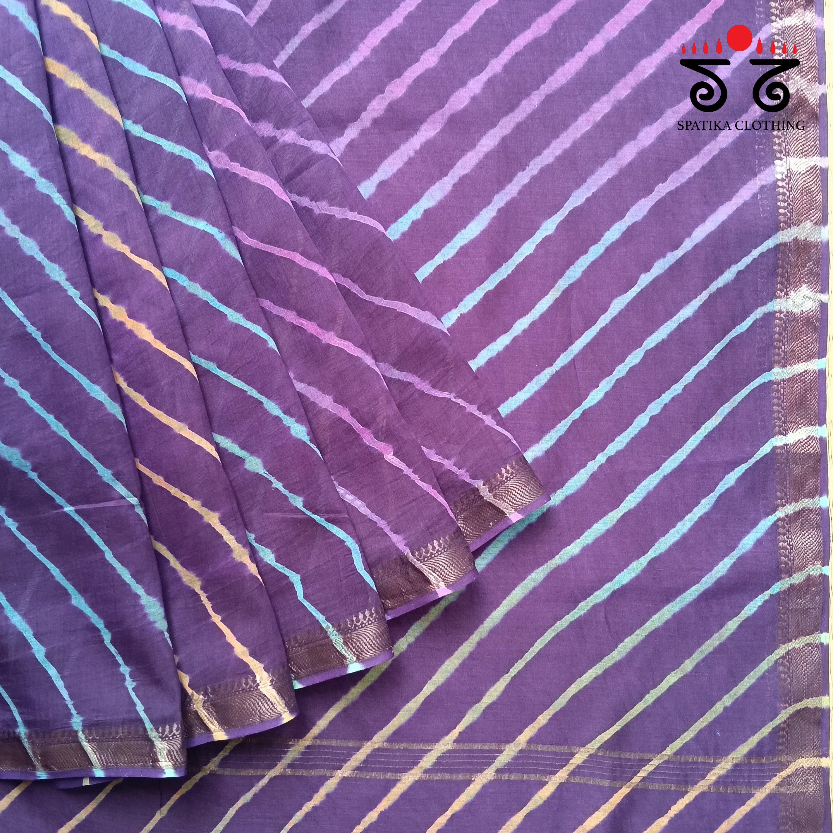 Leheriya on Maheswari silk cotton Saree- New!