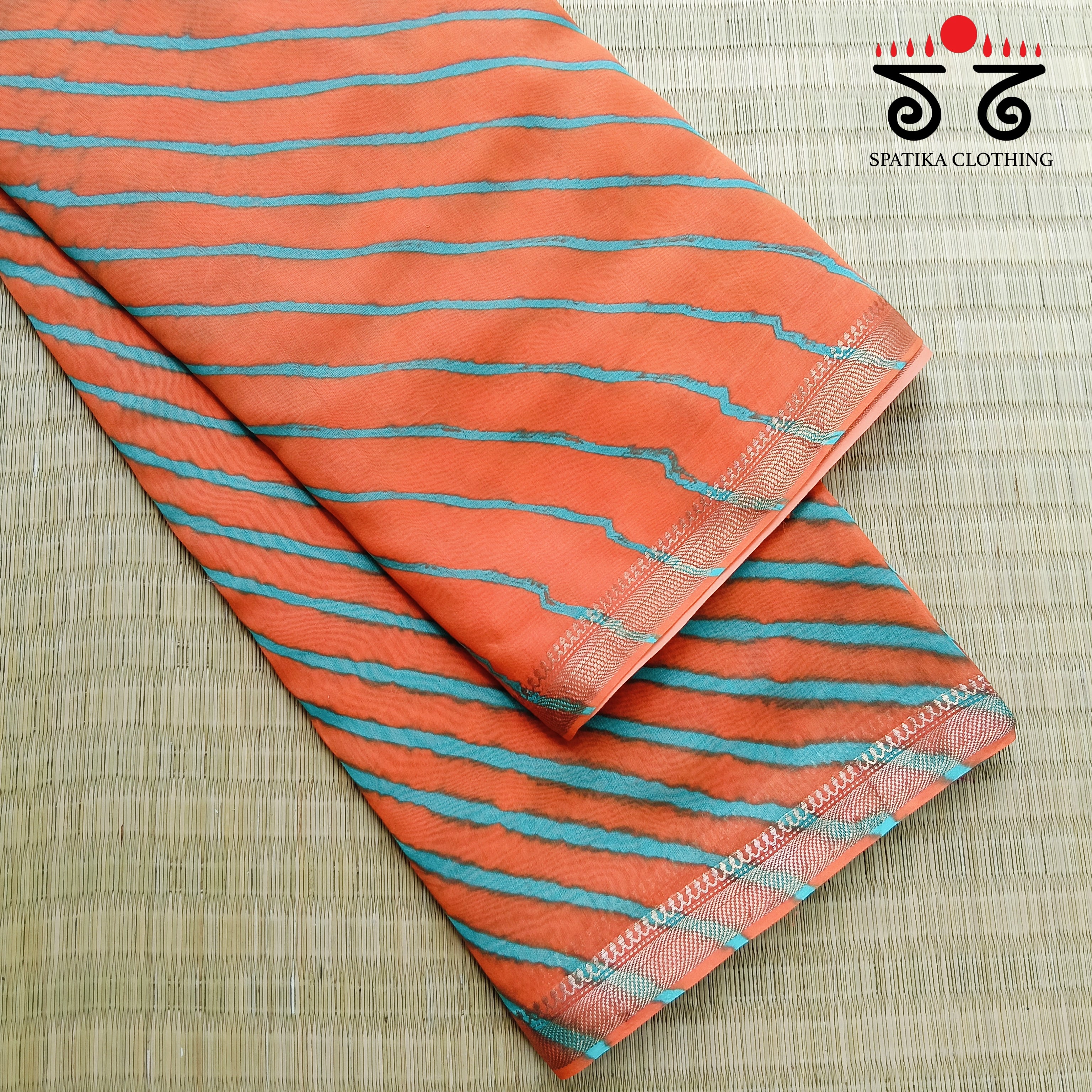 Leheriya on Maheswari silk cotton Saree- New!