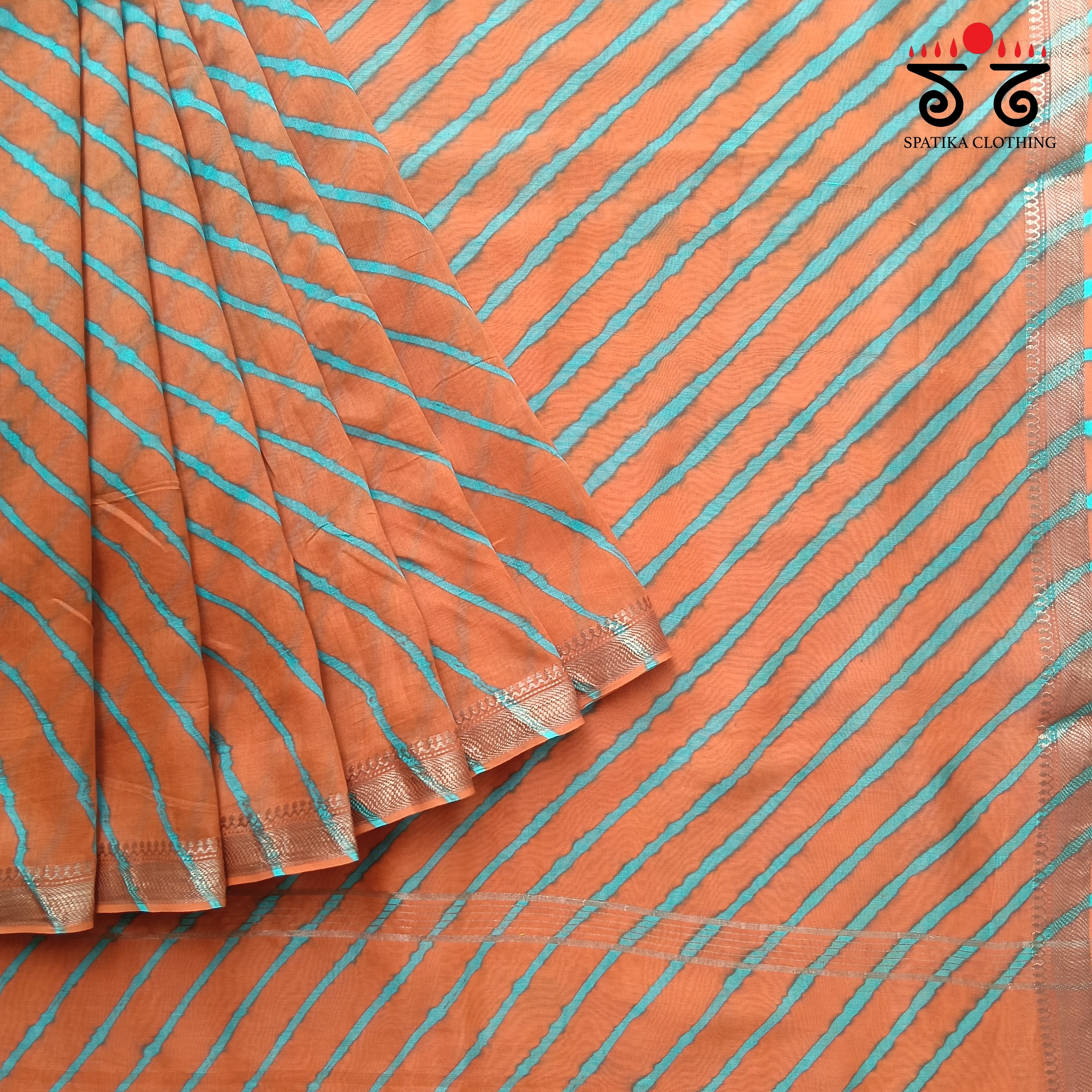 Leheriya on Maheswari silk cotton Saree- New!