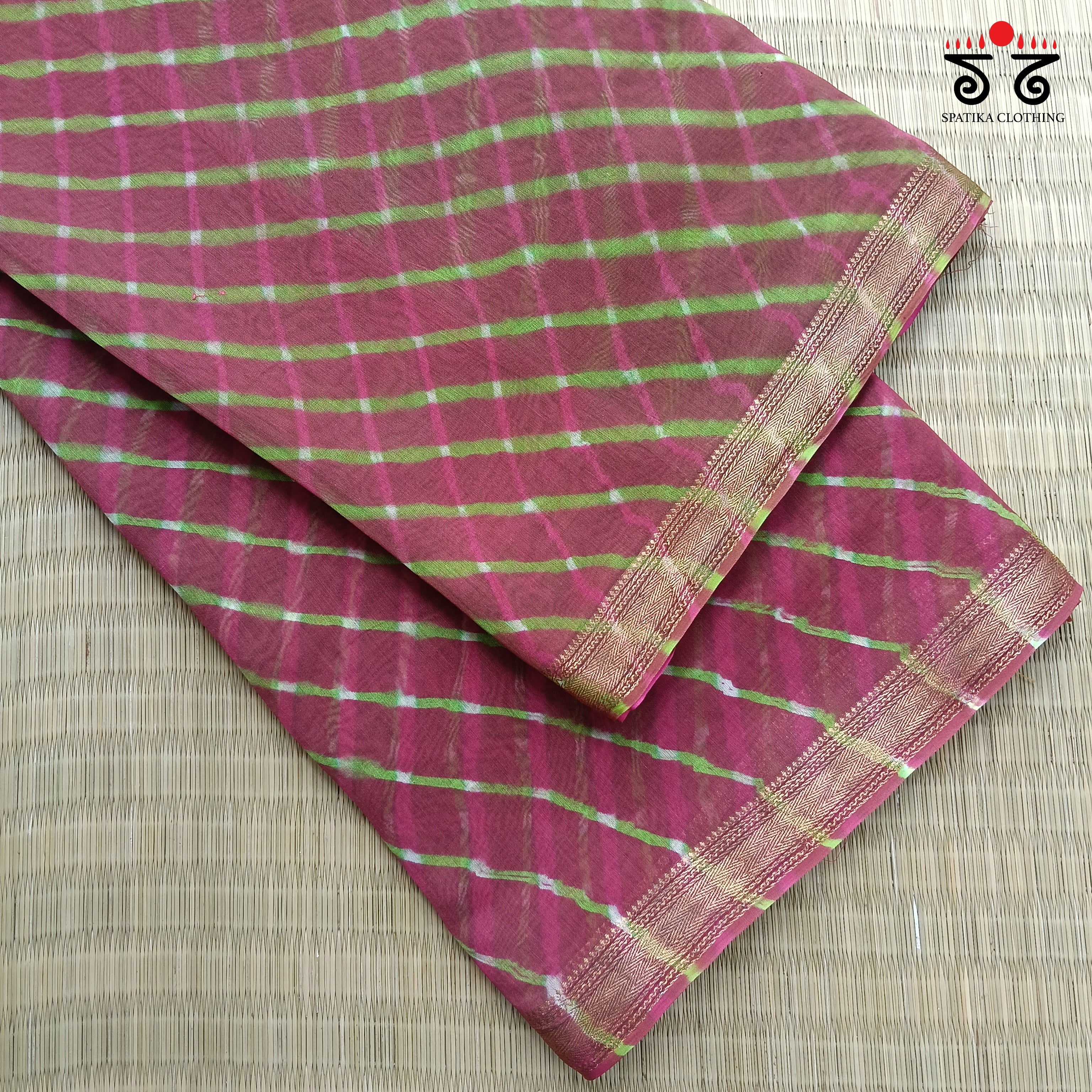 Leheriya on Maheswari silk cotton Saree- New!