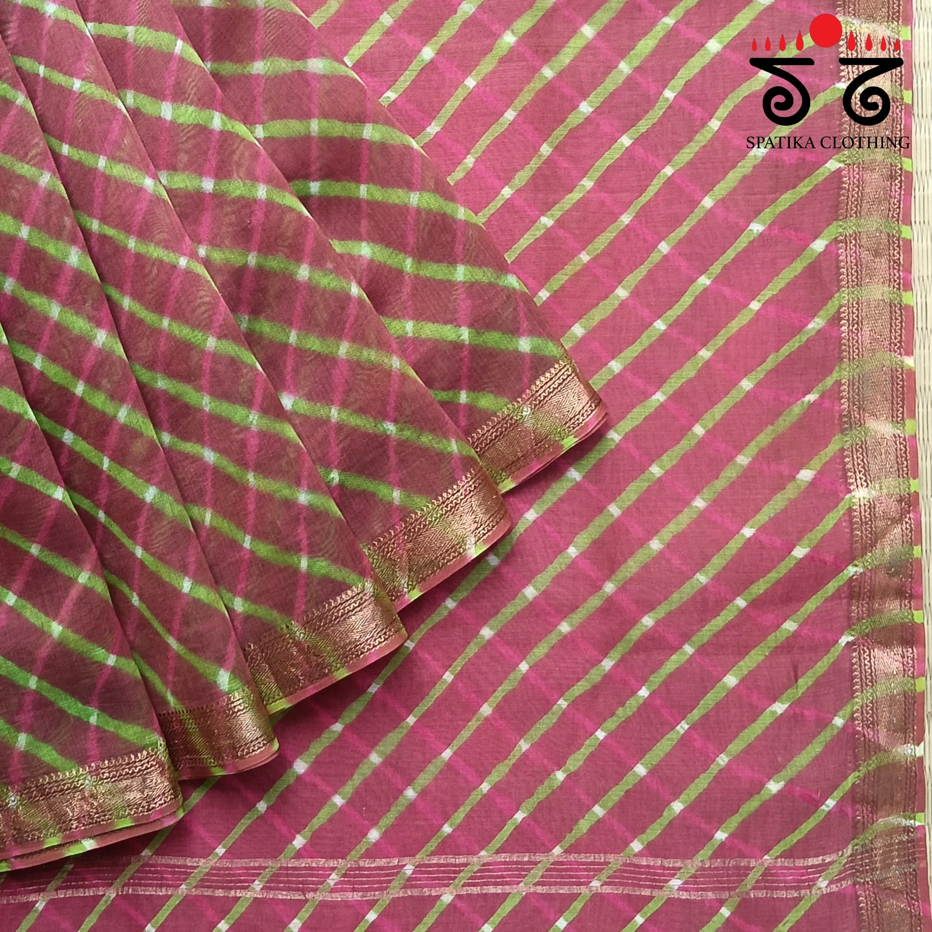 Leheriya on Maheswari silk cotton Saree- New!