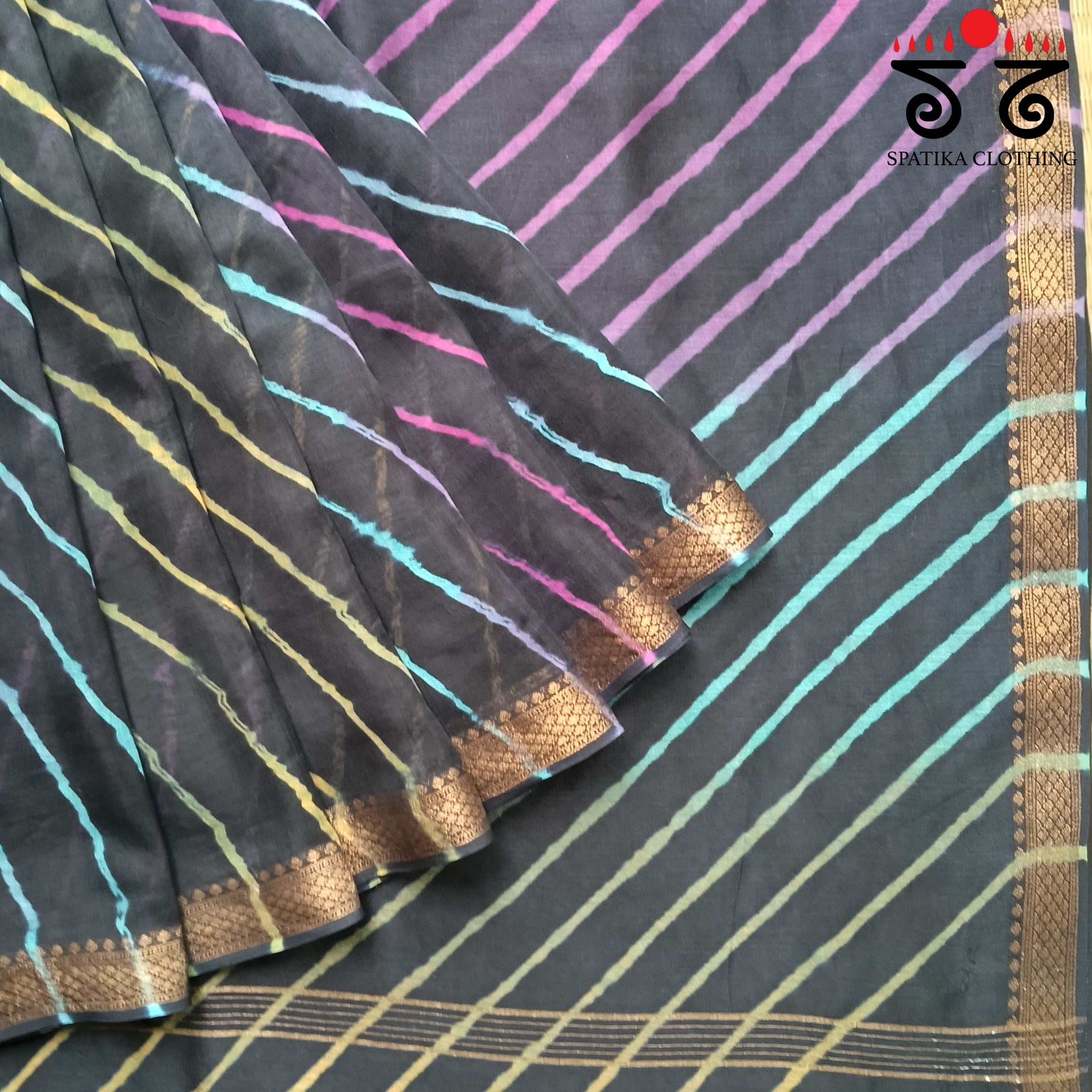 Leheriya on Maheswari silk cotton Saree- New!
