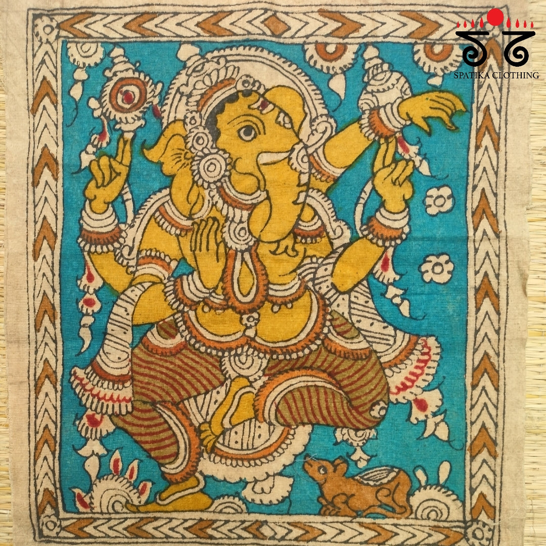 Dancing Loard Ganesha Pen-Kalamkari Painting