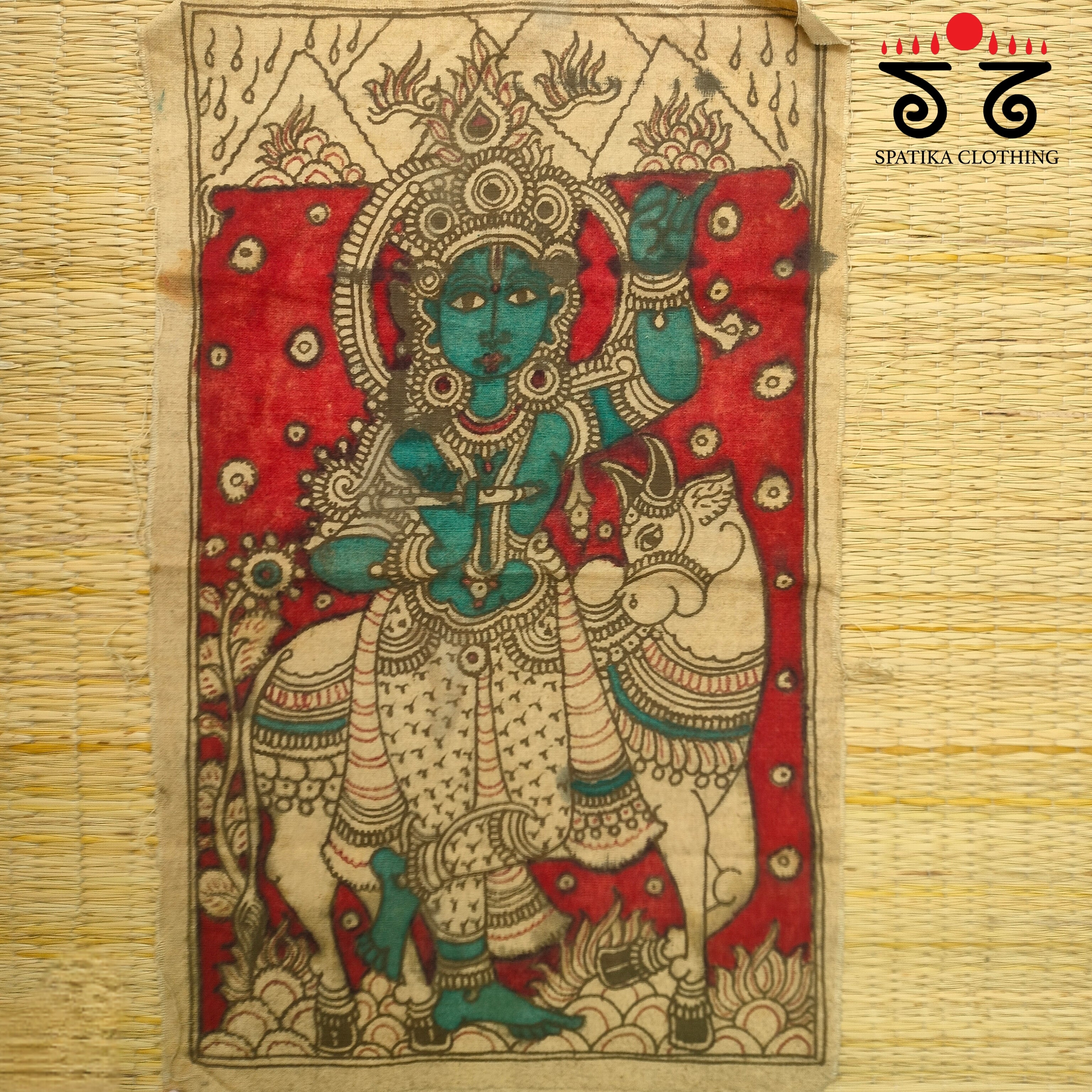 Krishna - Govardhana  Pen-Kalamkari Painting