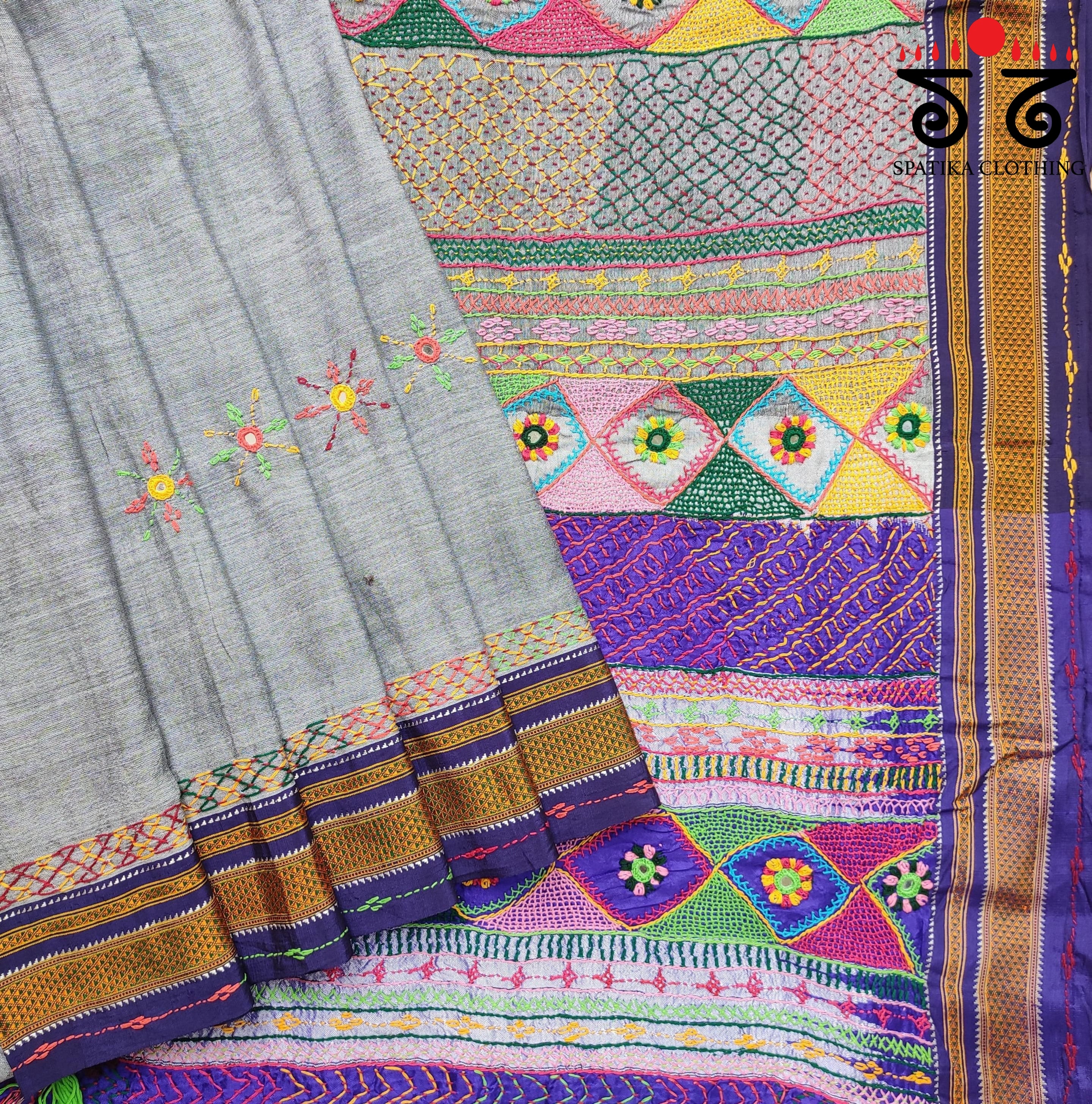 Lambani Handembroidery On ILkal Saree