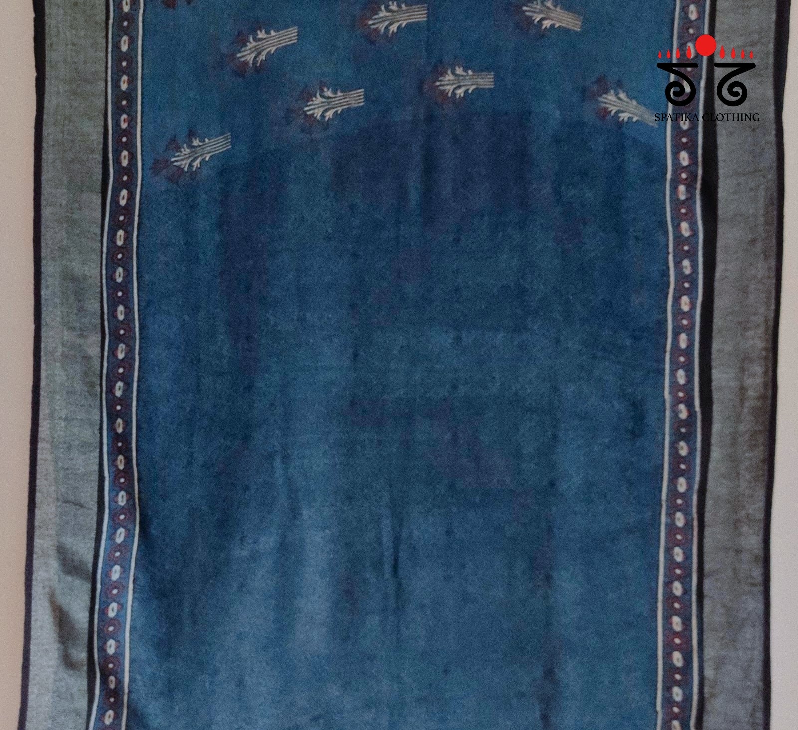 Ajrak Handblock Print On Linen Saree