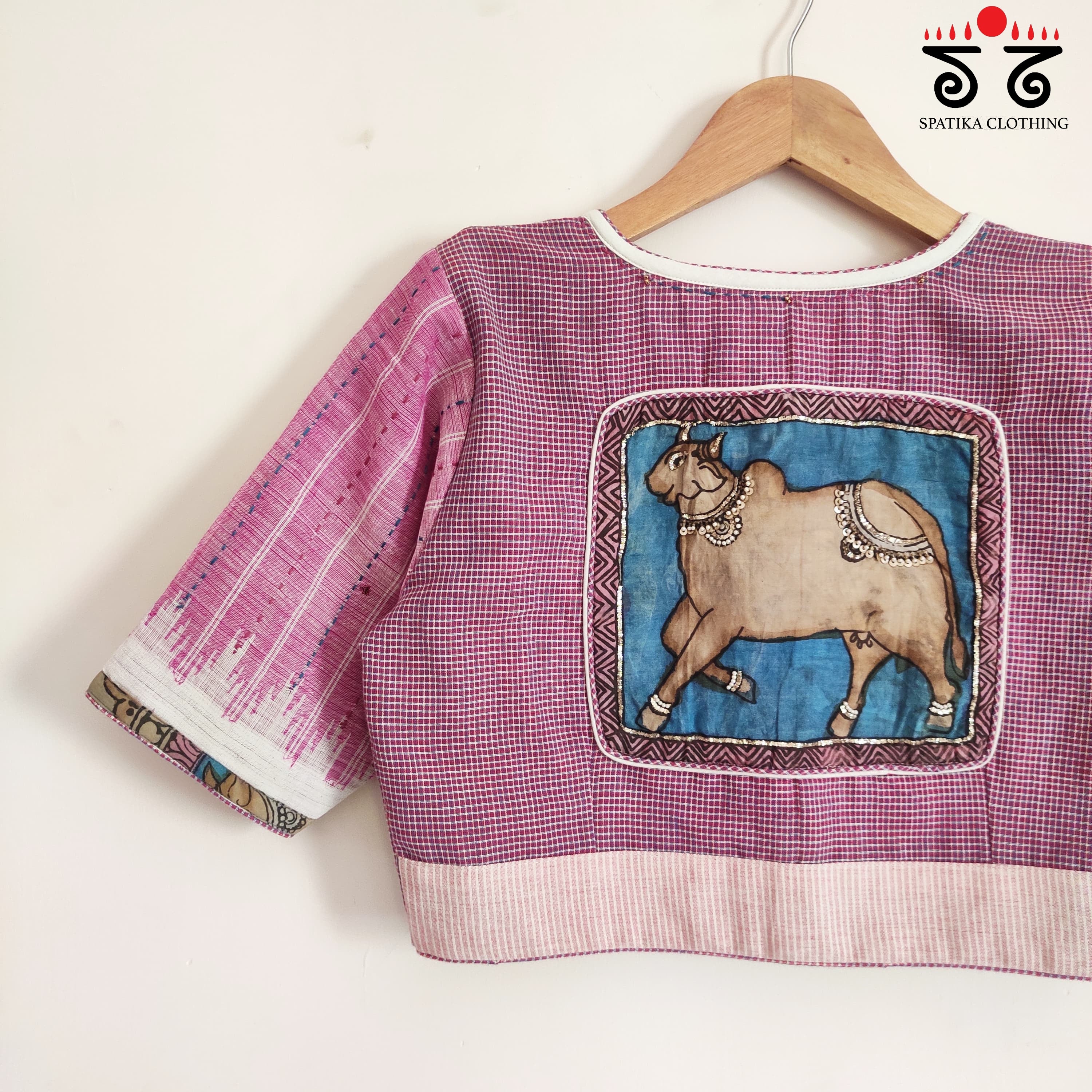 Kalamkari Cow - Handcrafted Blouse