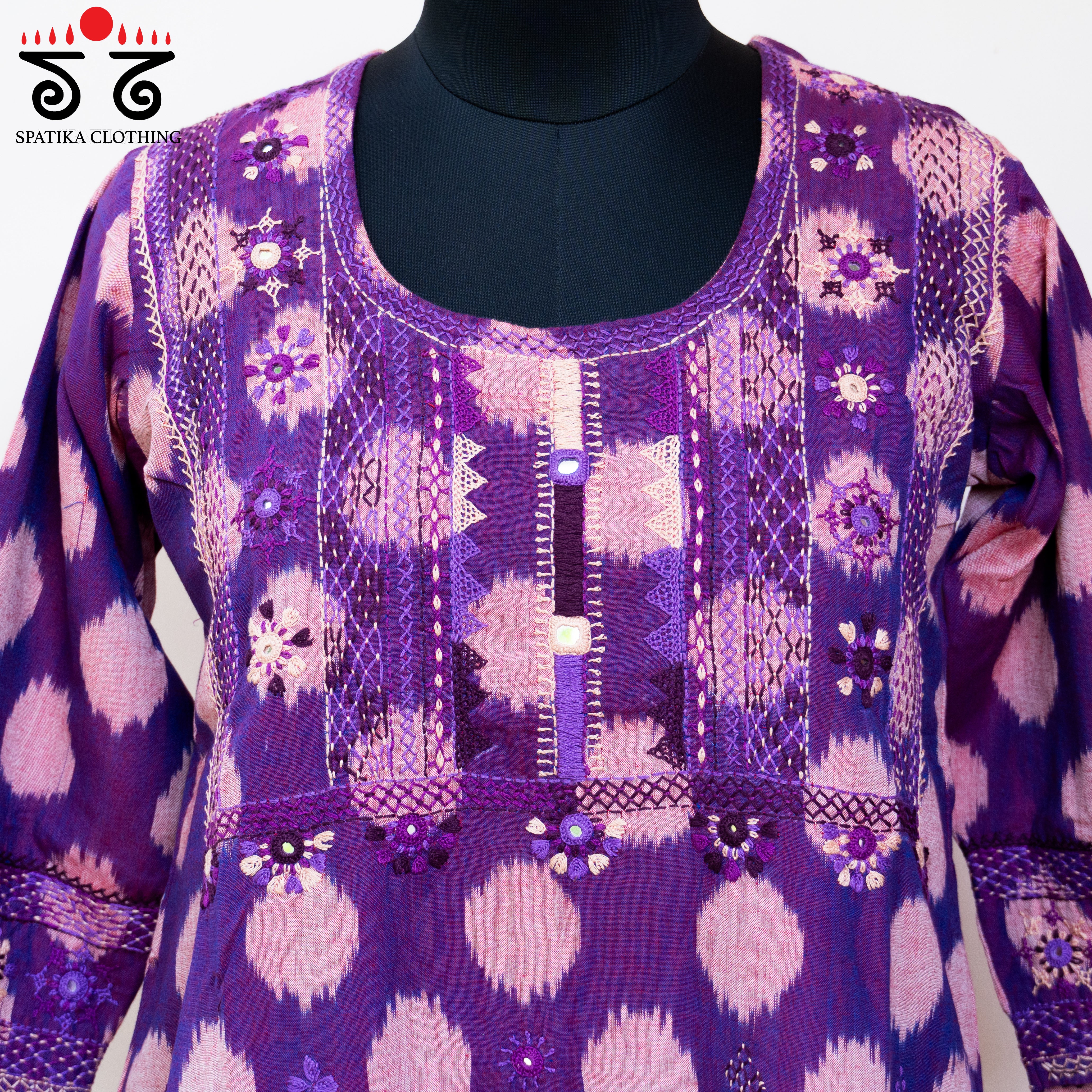 Ikat Hand-embroidered Kurta