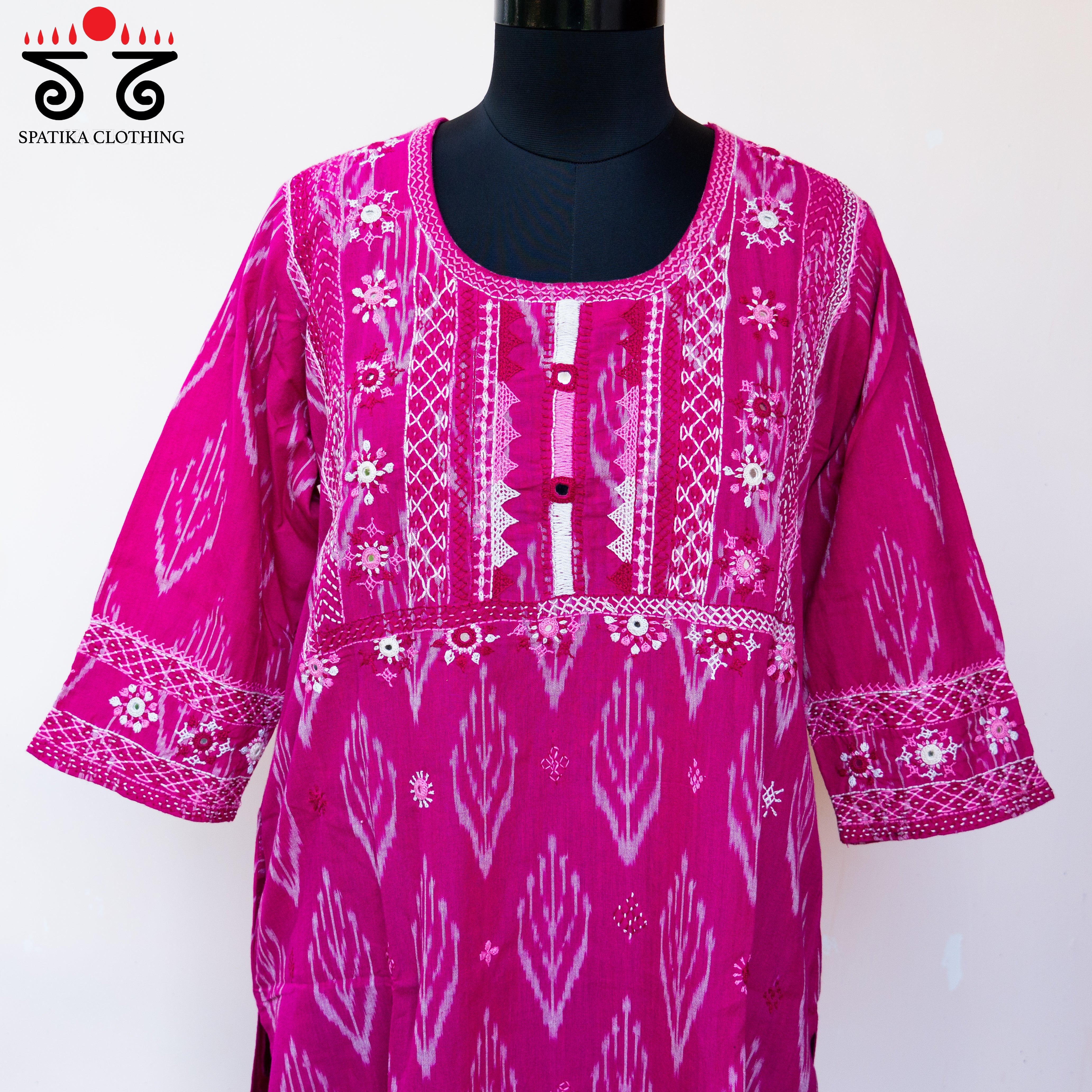 Ikat Hand-embroidered Kurta