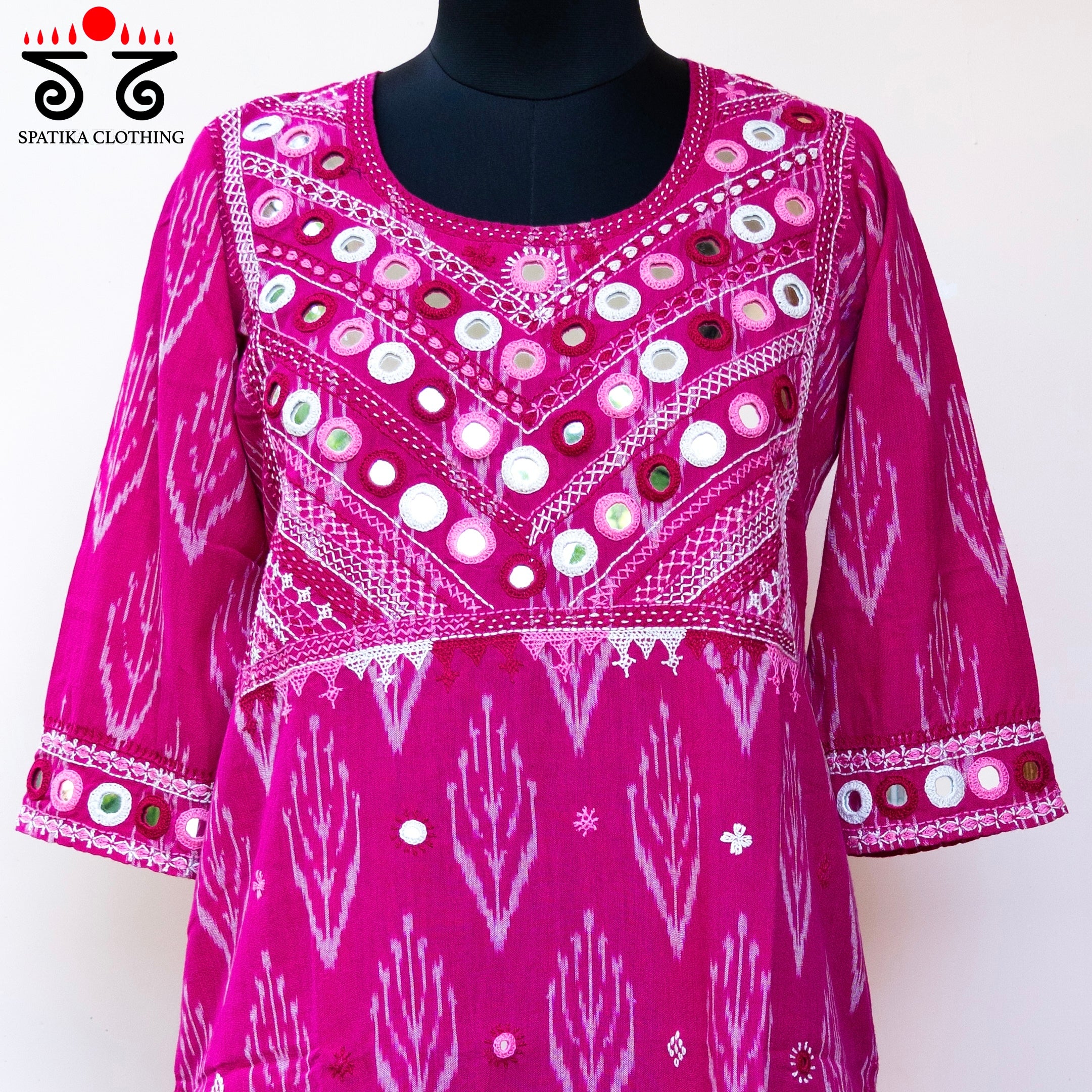 Ikat Hand-embroidered Kurta