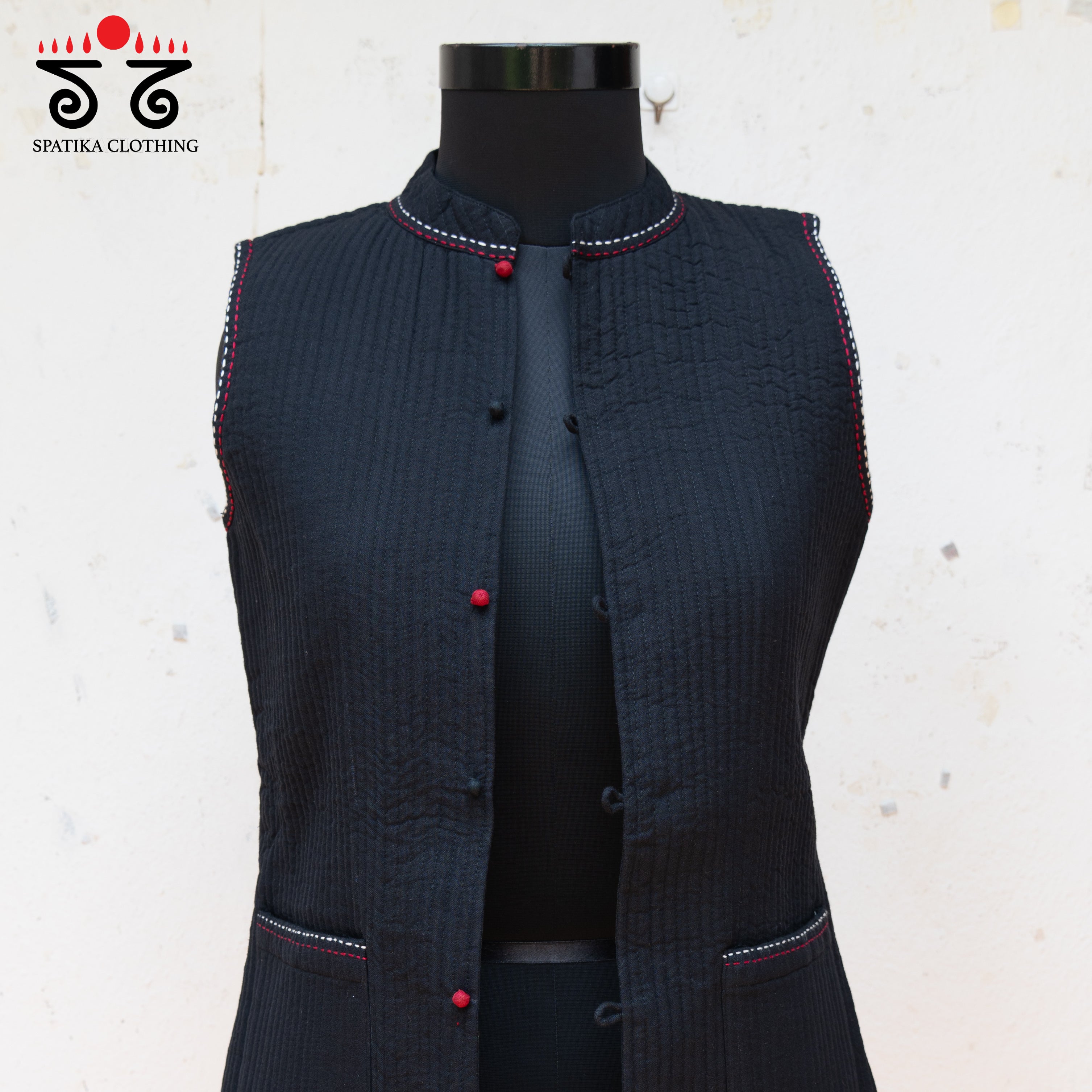 KANTHA HANDEMBROIDERED QUILTED JACKET