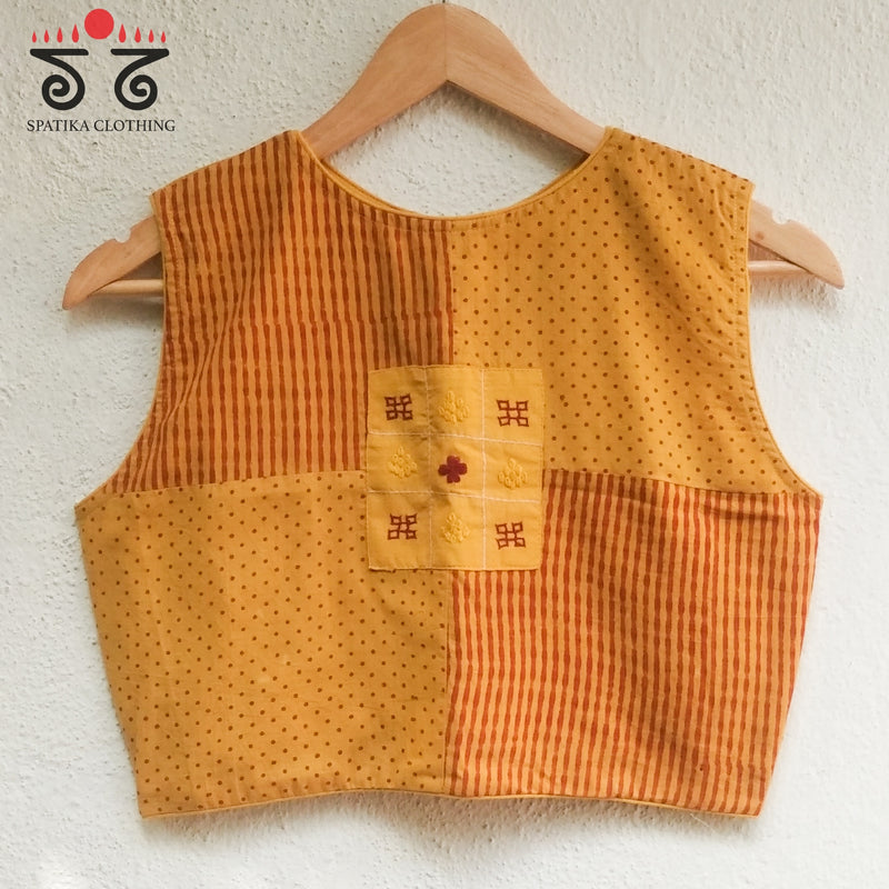 Dots & Stripes - Sleeveless Blouses in Ajrak