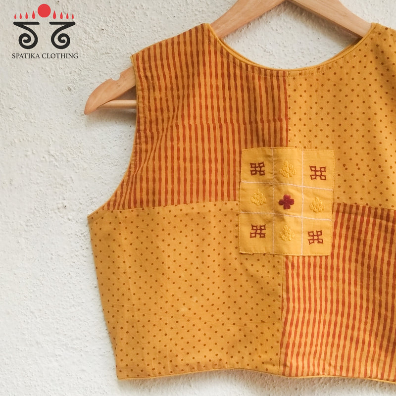 Dots & Stripes - Sleeveless Blouses in Ajrak