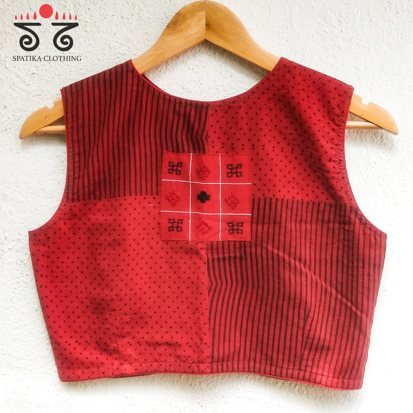 Dots & Stripes - Sleeveless Blouses in Ajrak