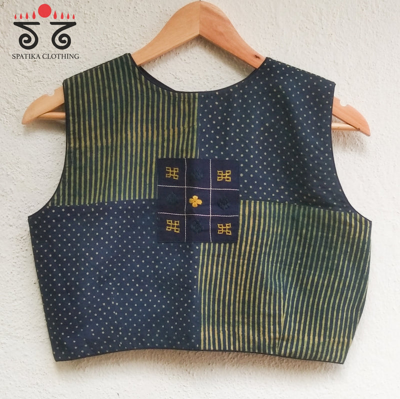 Dots & Stripes - Sleeveless Blouses in Ajrak