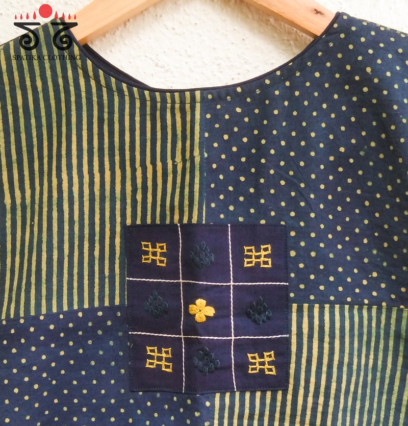 Dots & Stripes - Sleeveless Blouses in Ajrak