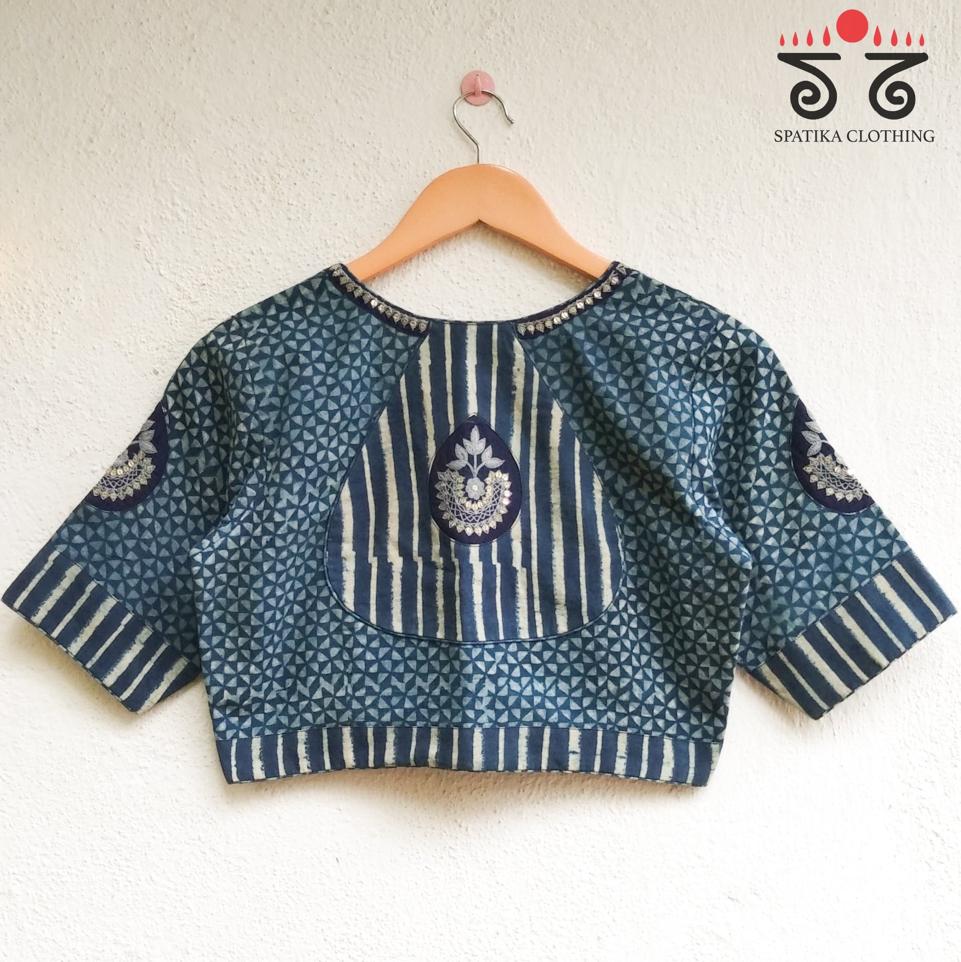 Inlay & Yoke Handcrafted Blouse in Natural Dyes