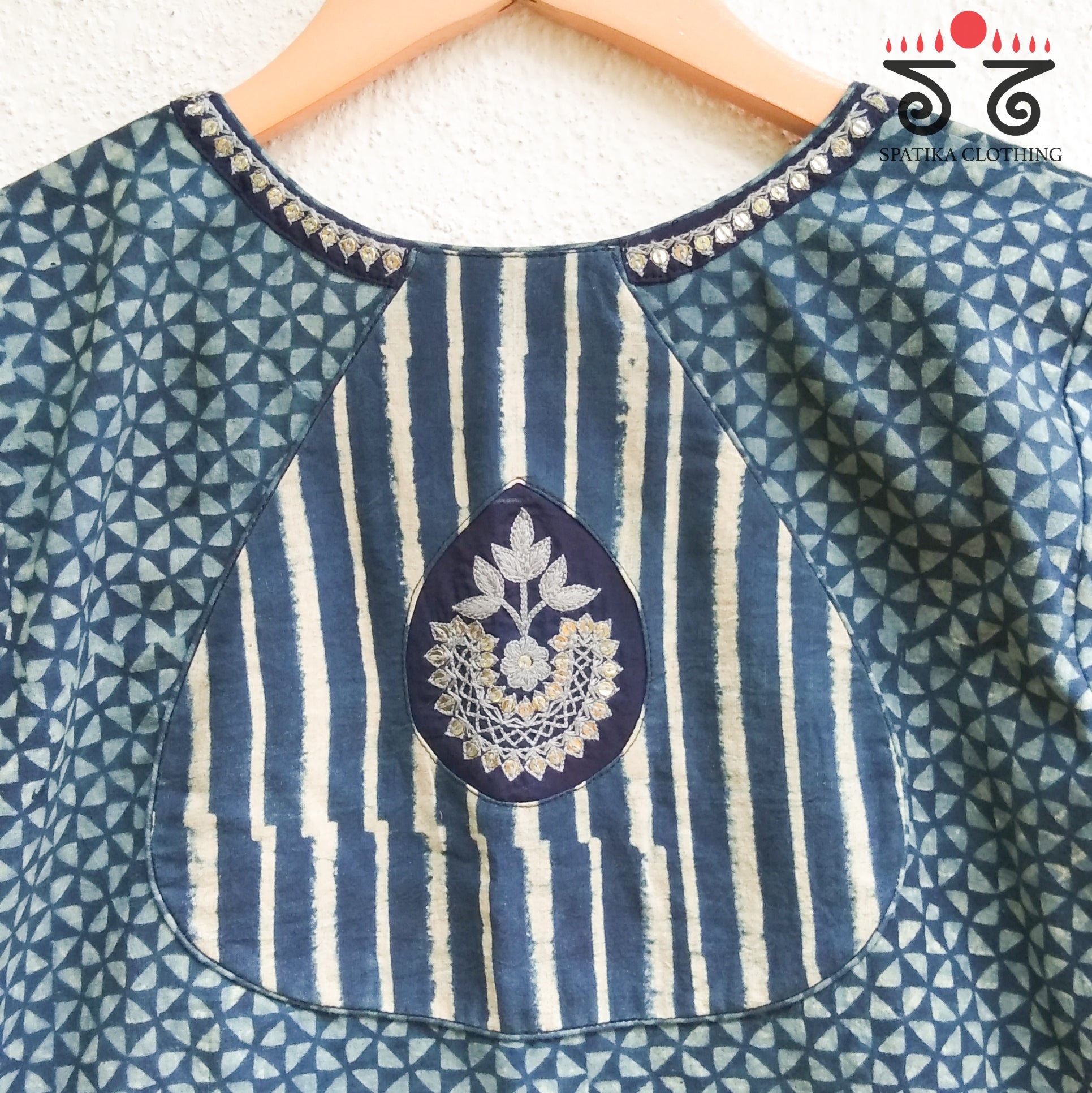 Inlay & Yoke Handcrafted Blouse in Natural Dyes