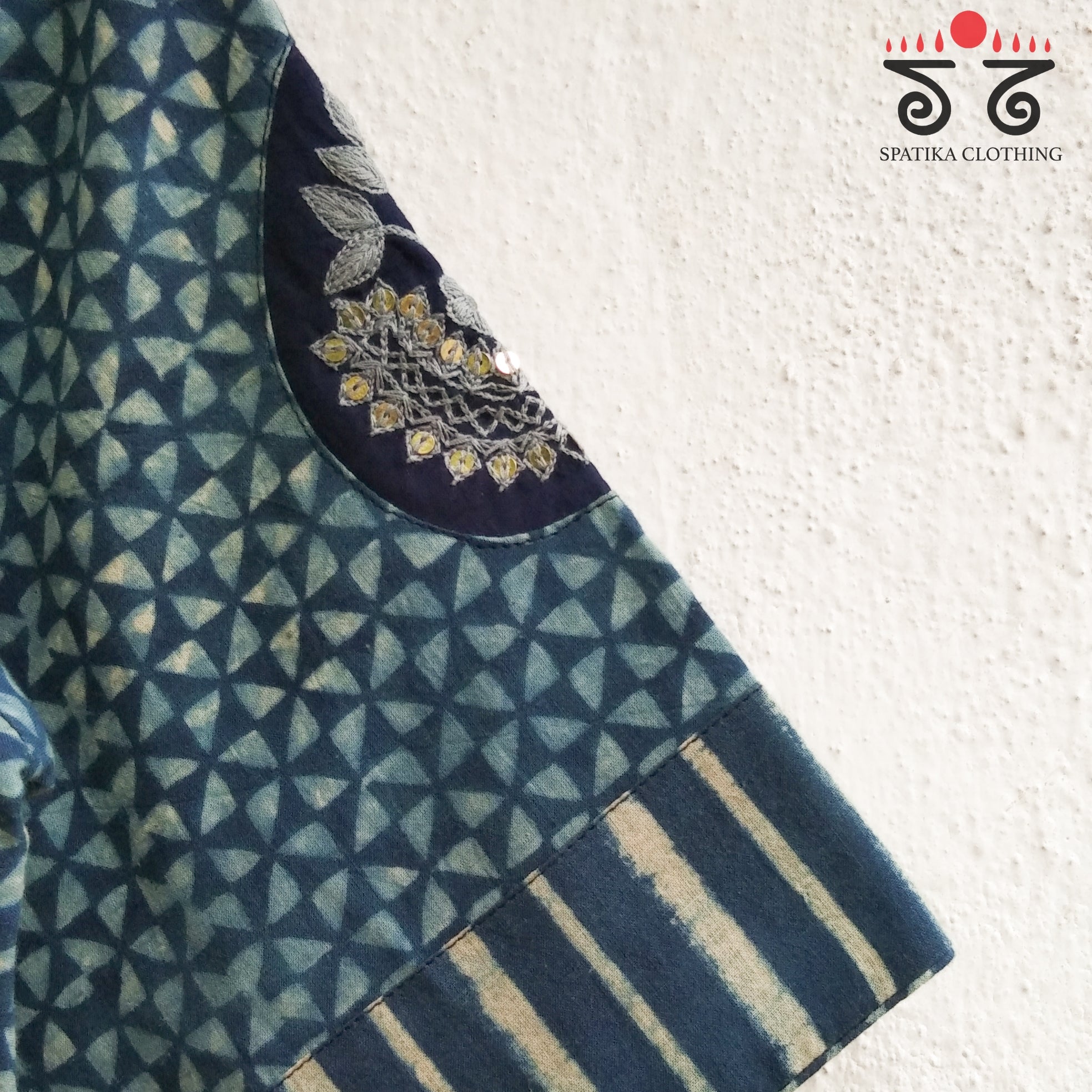 Inlay & Yoke Handcrafted Blouse in Natural Dyes