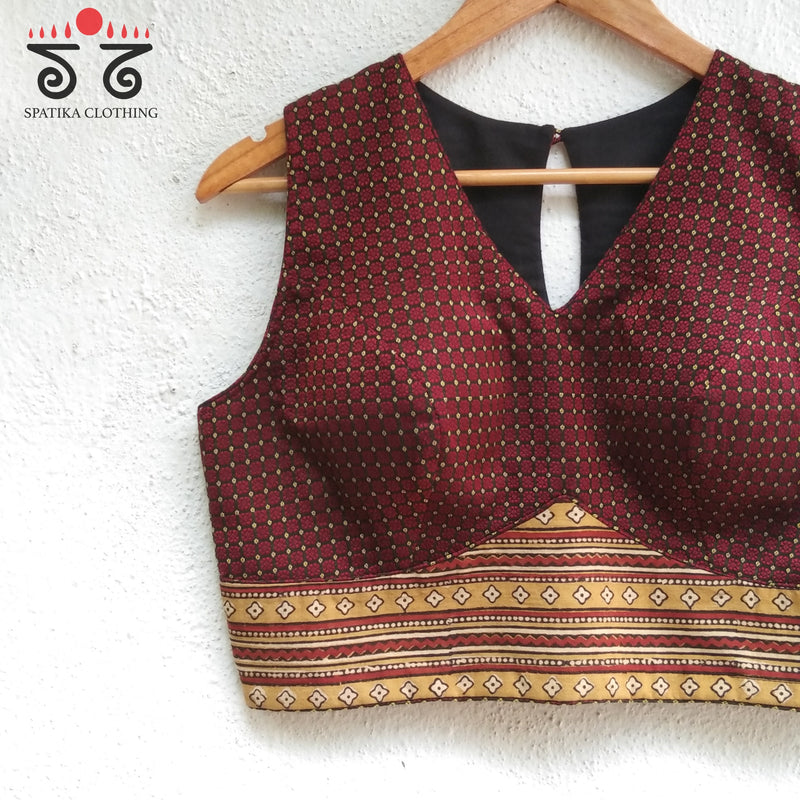 Khun - Ajrak Padded Sleeveless Blouse