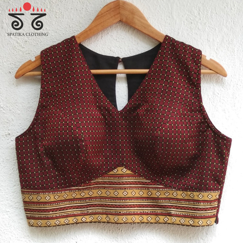 Khun - Ajrak Padded Sleeveless Blouse