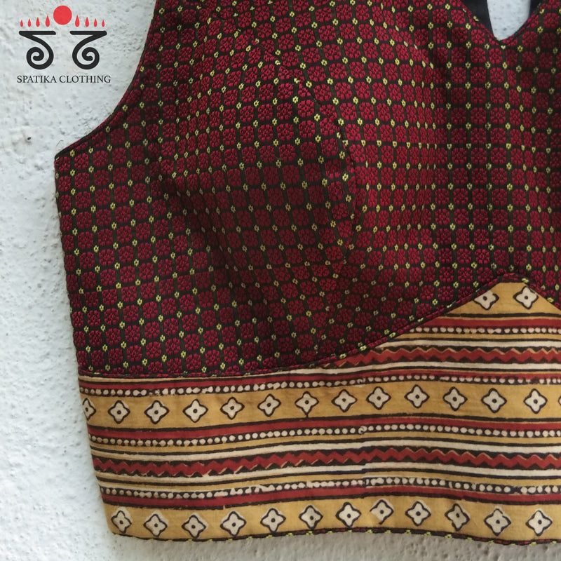 Khun - Ajrak Padded Sleeveless Blouse