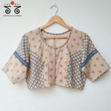 Blue Half & Half Ajrak Blouse