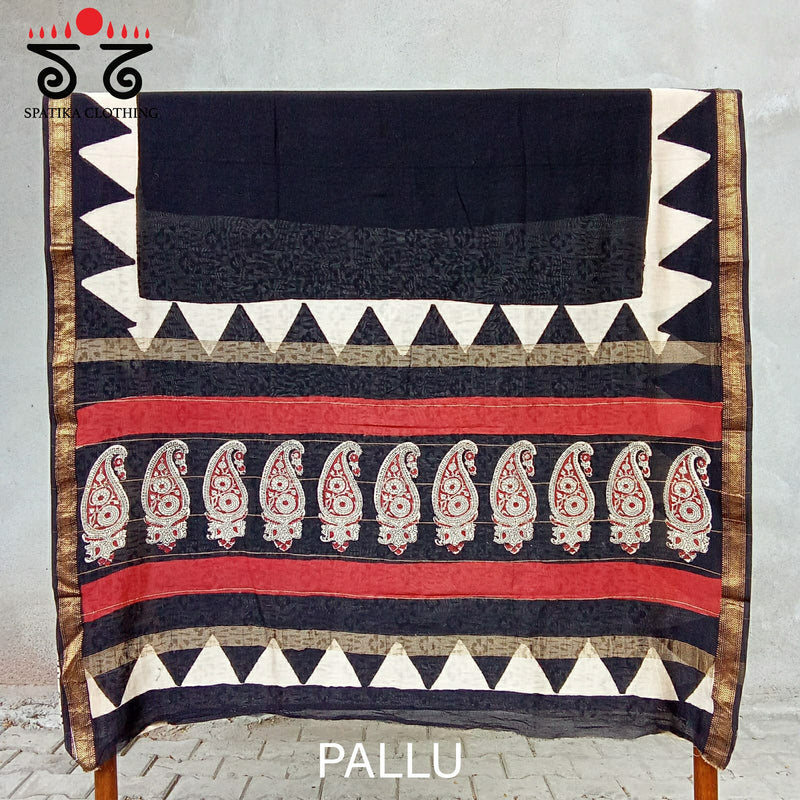 Monochrome Maheshwari Saree