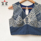 Patchworked Indigo Sleeveless Blouse
